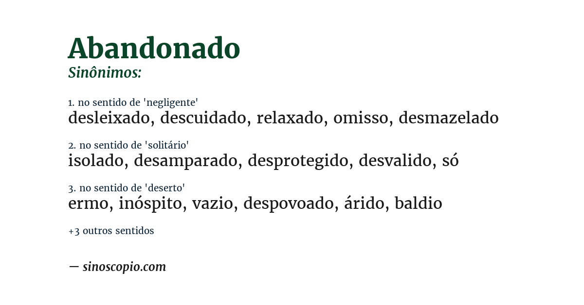 Sinônimo de abandonado