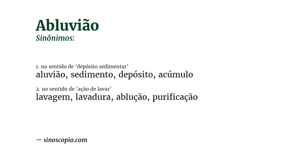 Sinônimo de abluvião