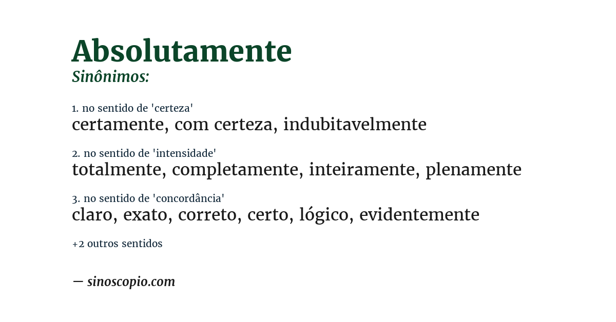 Sinônimo de absolutamente