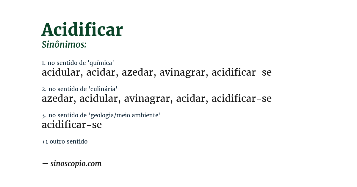 Sinônimo de acidificar
