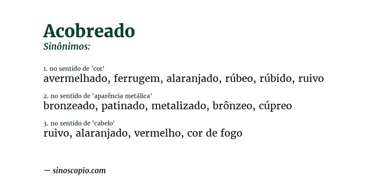 Sinônimo de acobreado