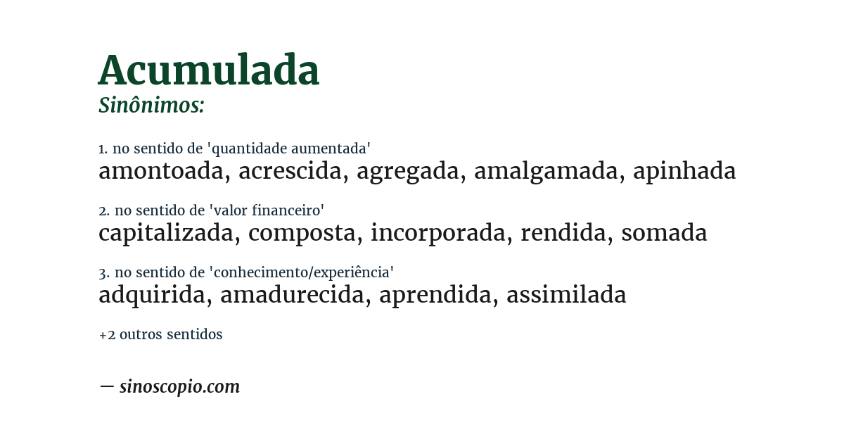 Sinônimo de acumulada