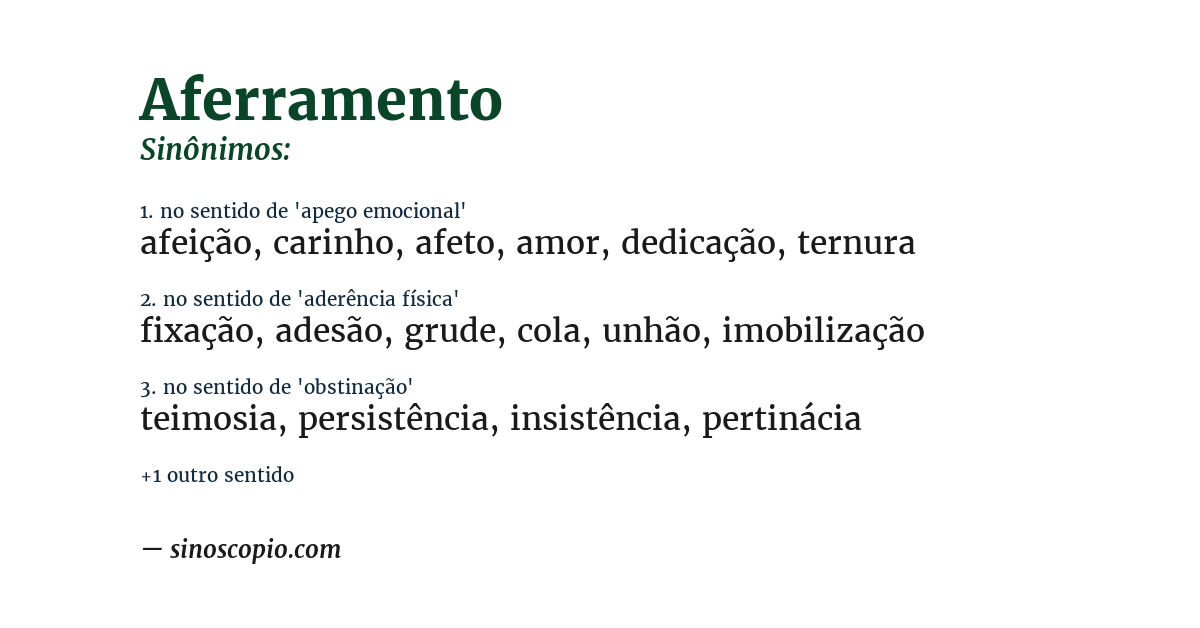 Sinônimo de aferramento