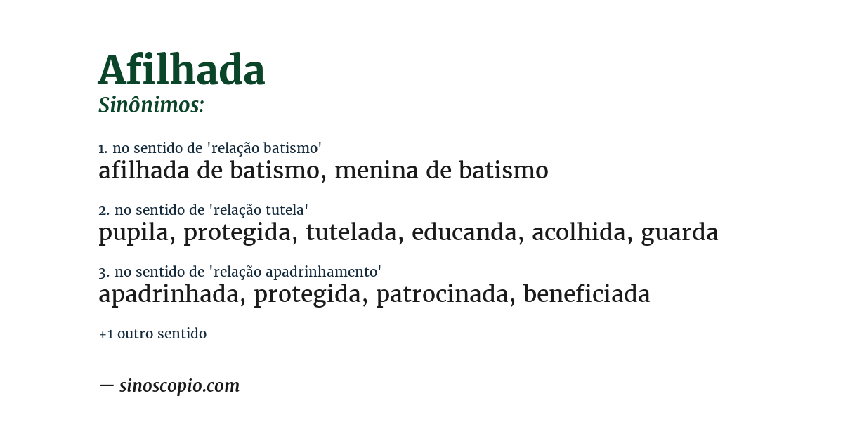 Sinônimo de afilhada