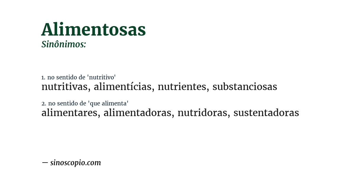 Sinônimo de alimentosas