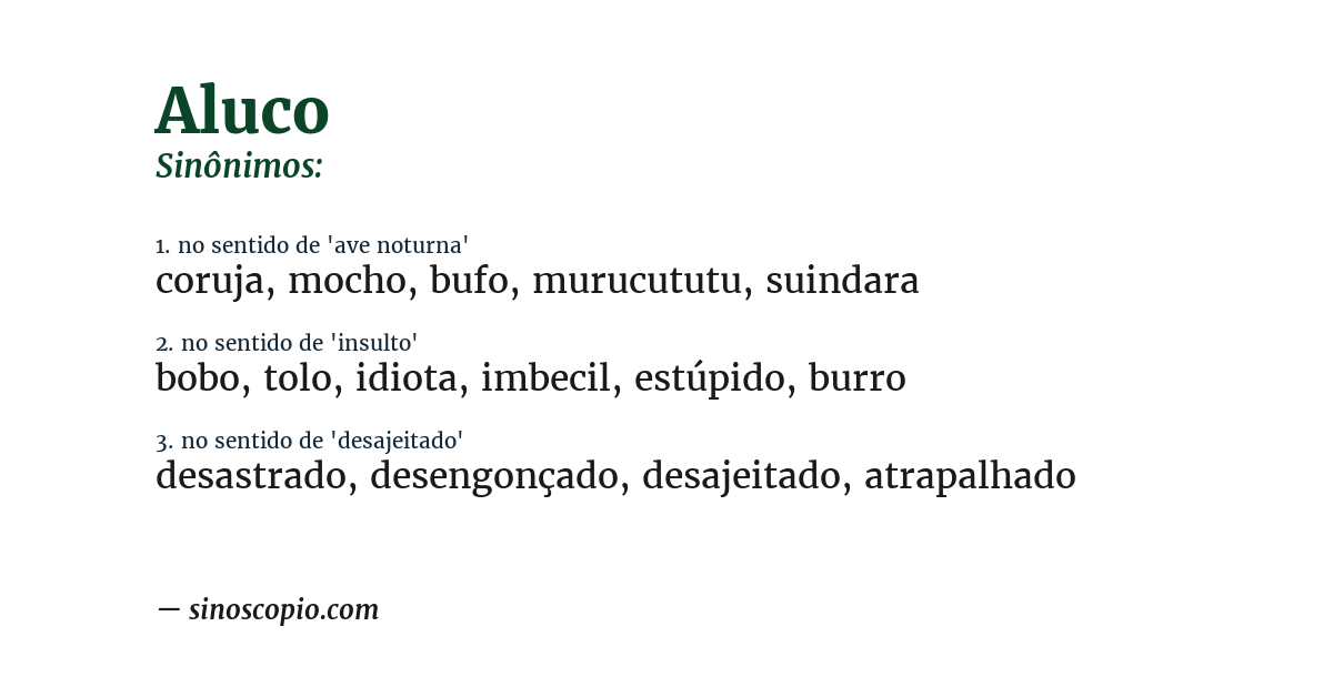 Sinônimo de aluco