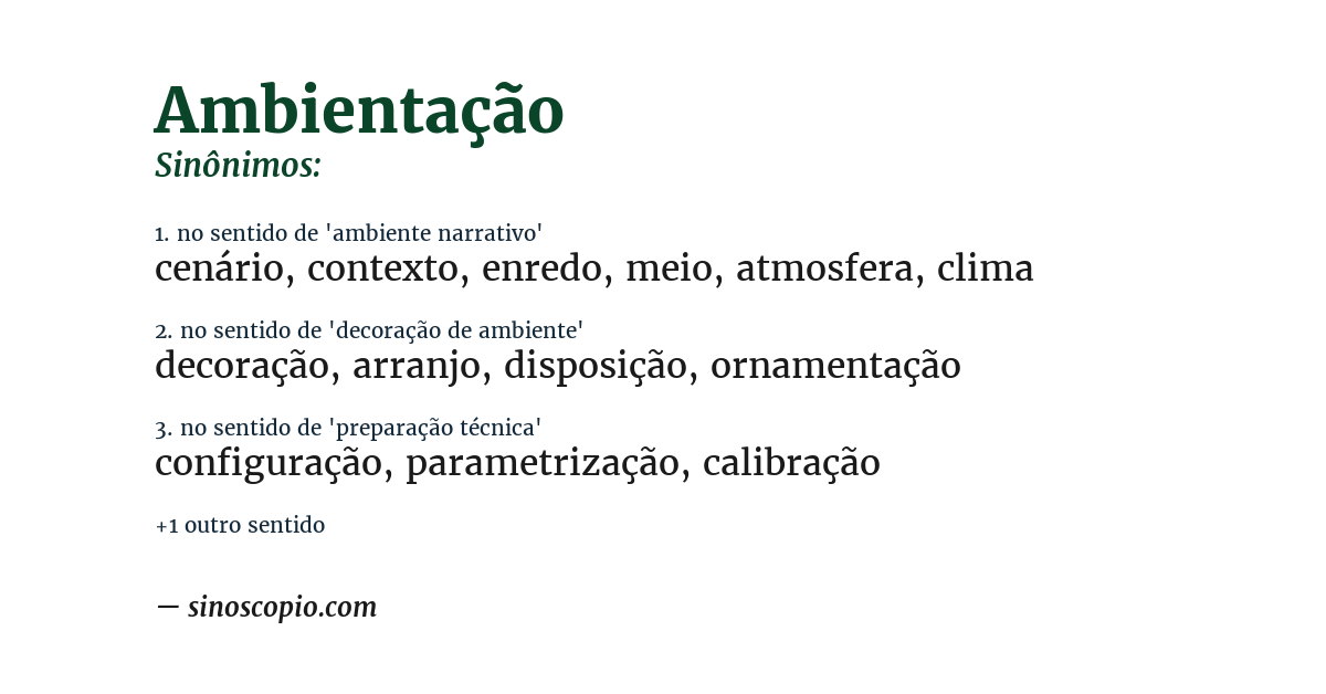 Sinônimo de ambientação