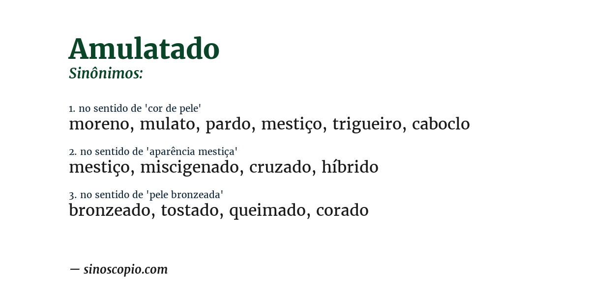 Sinônimo de amulatado