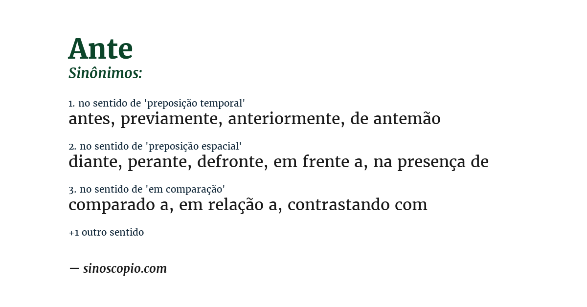 Sinônimo de ante