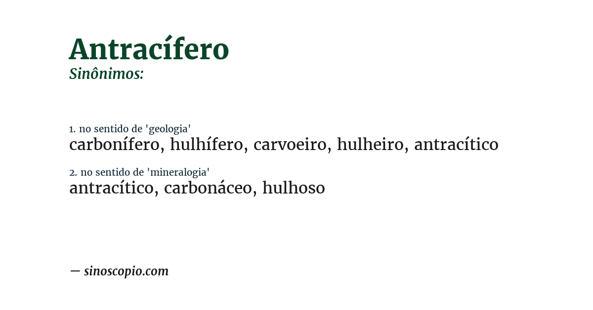 Sinônimo de antracífero