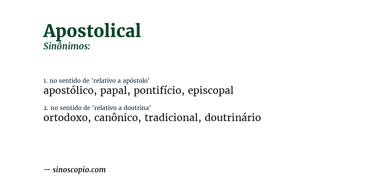 Sinônimo de apostolical