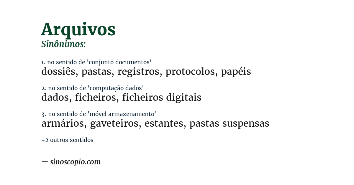 Sinônimo de arquivos