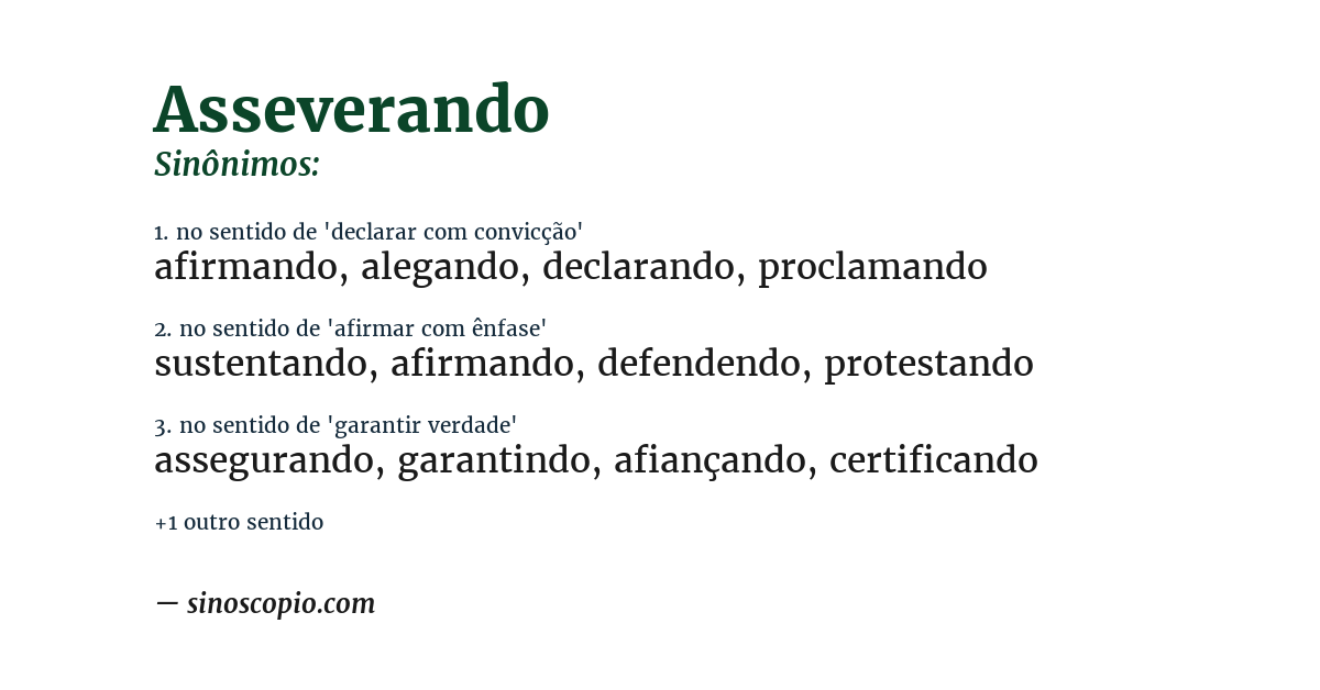 Sinônimo de asseverando