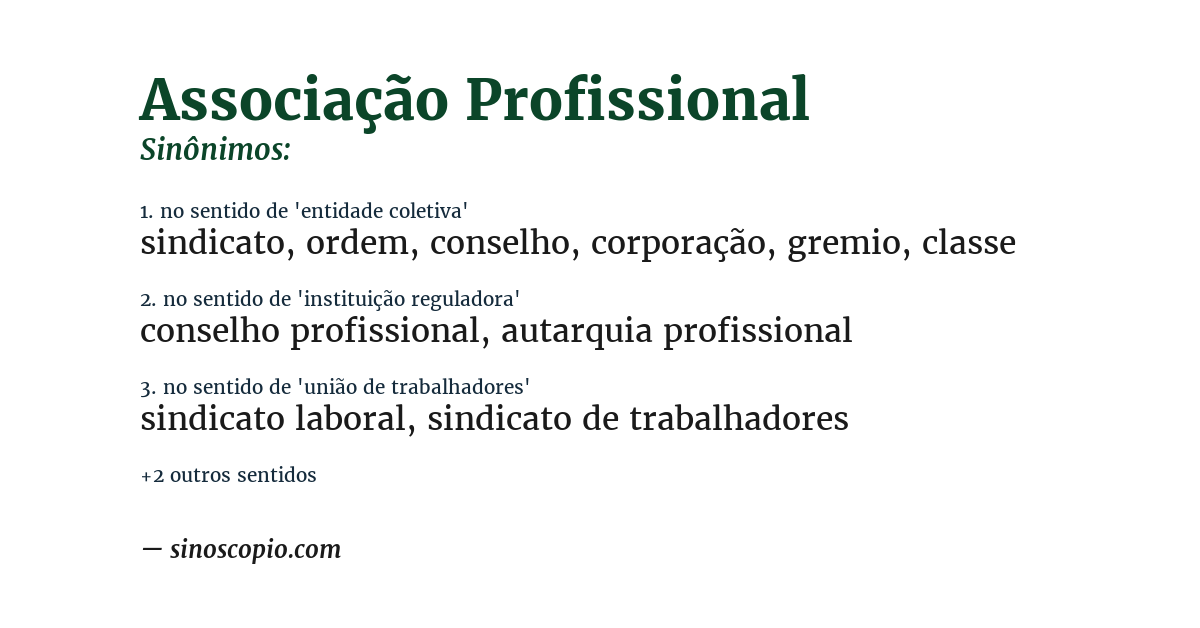 Sinônimo de associação profissional