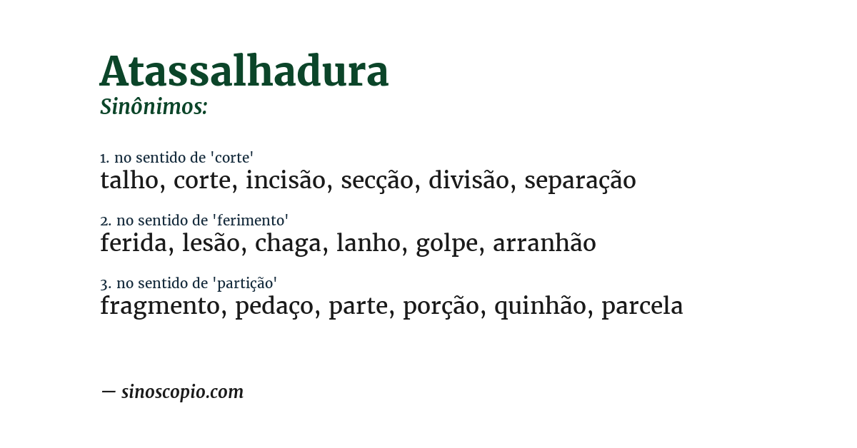 Sinônimo de atassalhadura