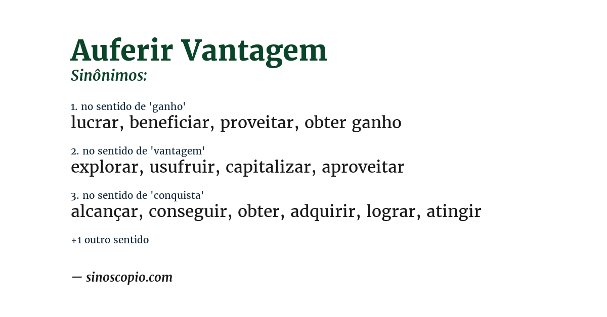 Sinônimo de auferir vantagem