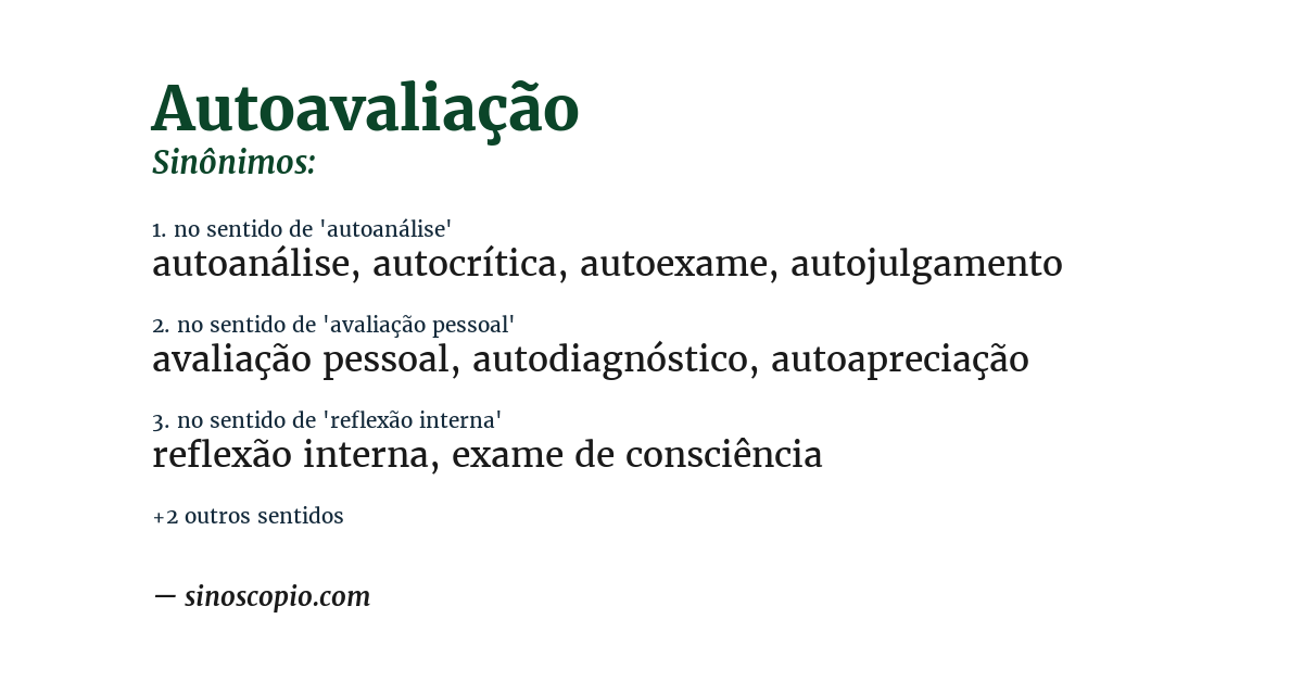 Sinônimo de autoavaliação