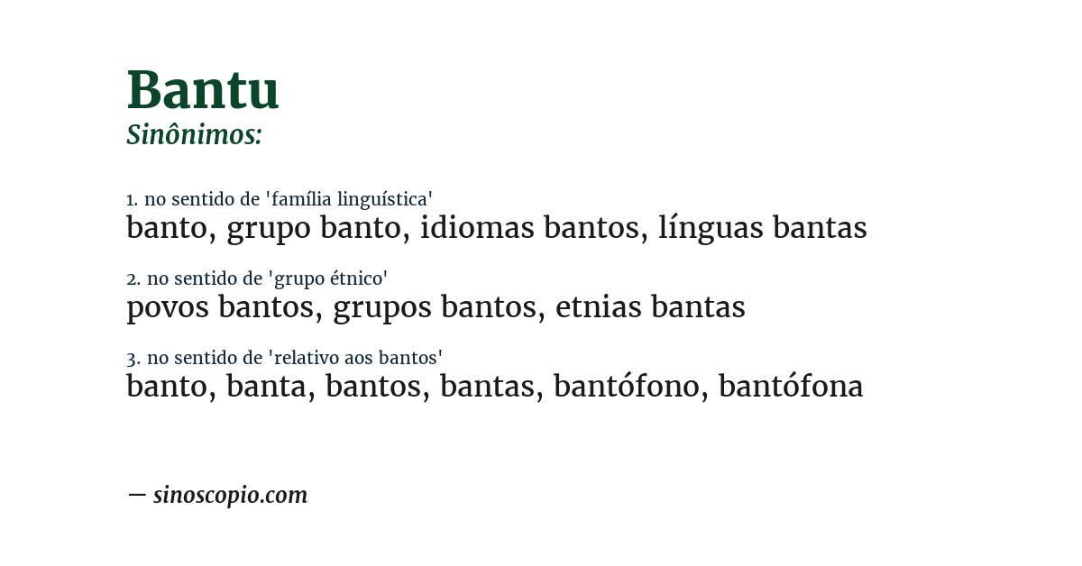 Sinônimo de bantu