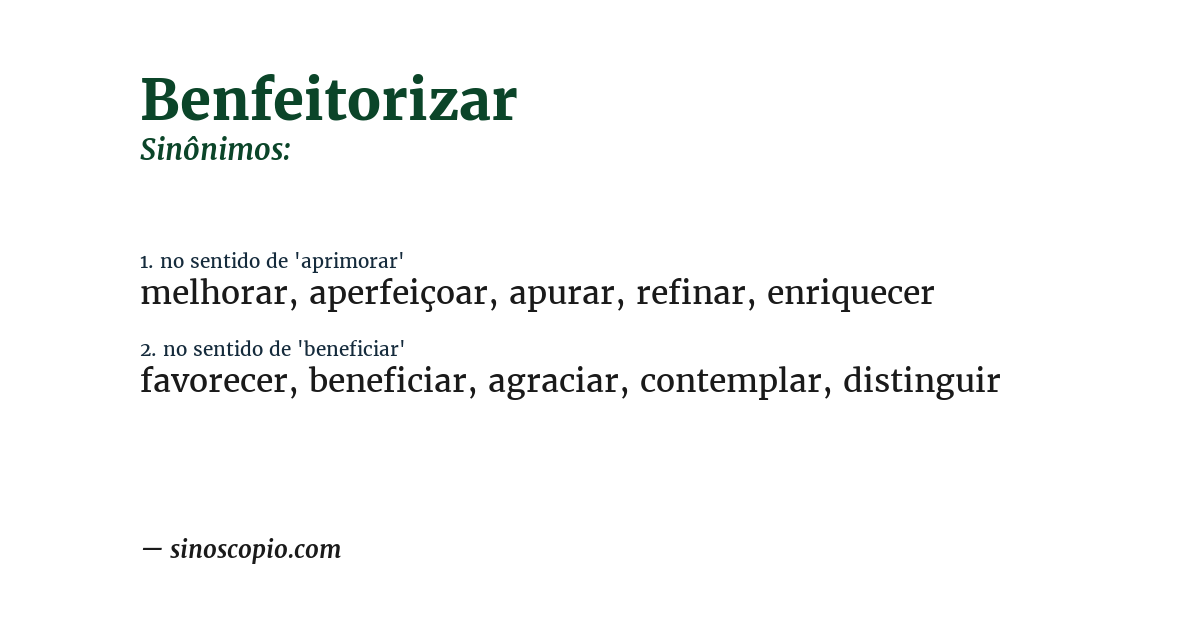 Sinônimo de benfeitorizar