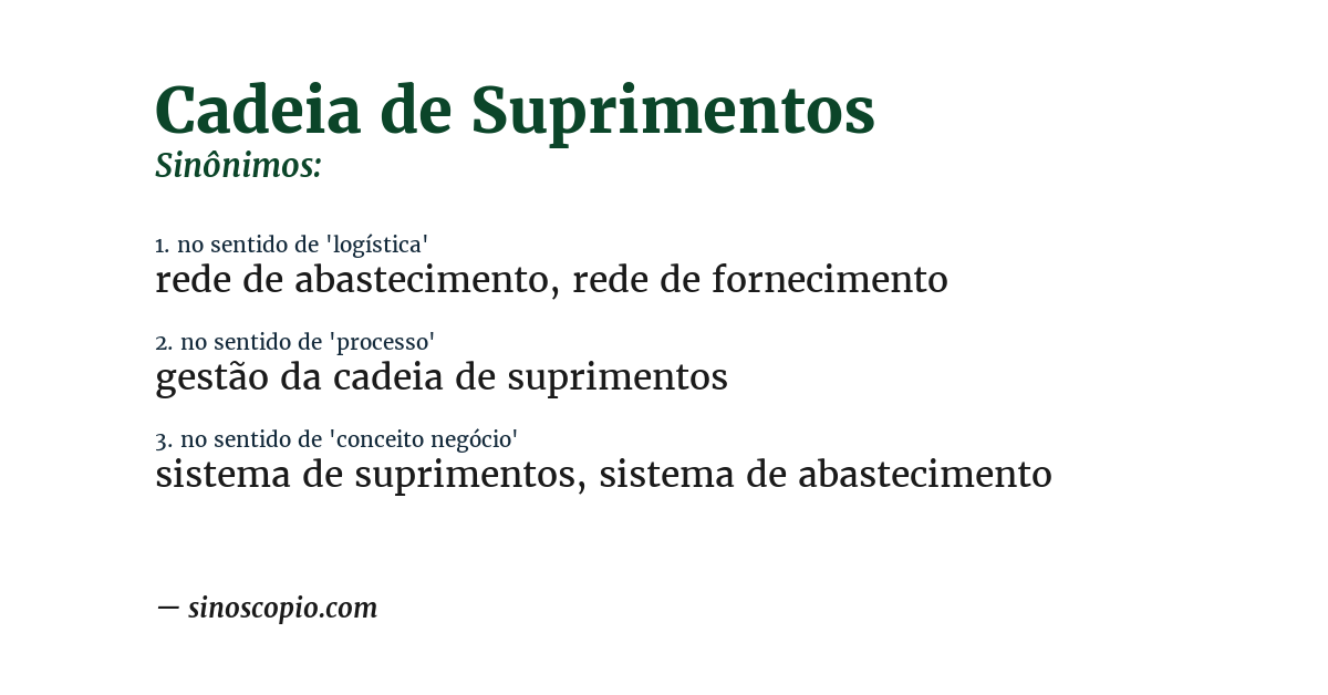 Sinônimo de cadeia de suprimentos