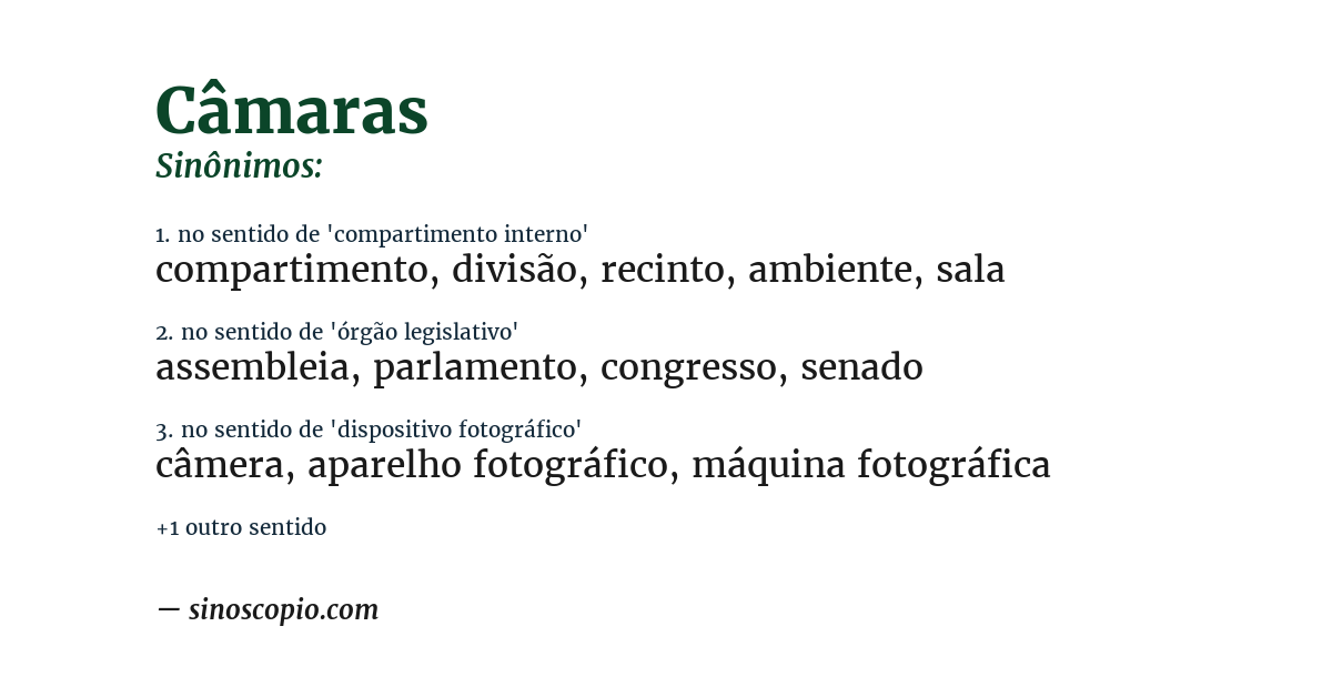 Sinônimo de câmaras