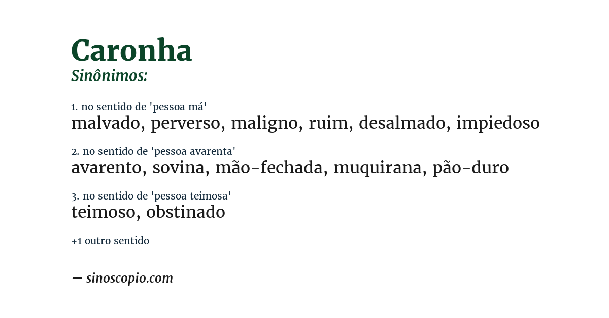 Sinônimo de caronha