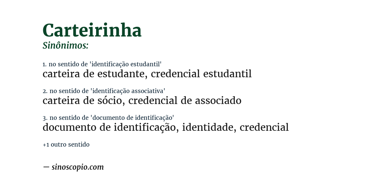 Sinônimo de carteirinha