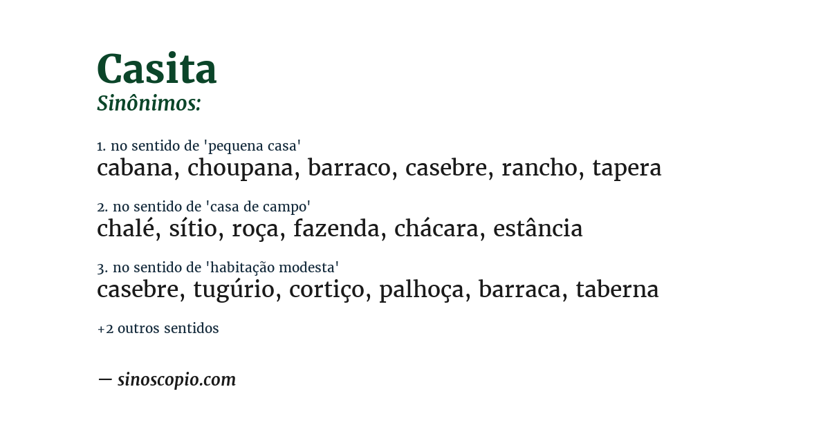 Sinônimo de casita