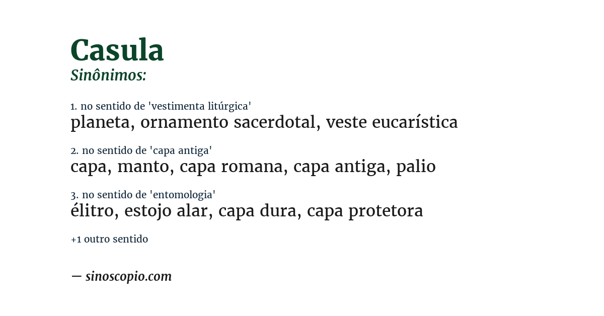 Sinônimo de casula