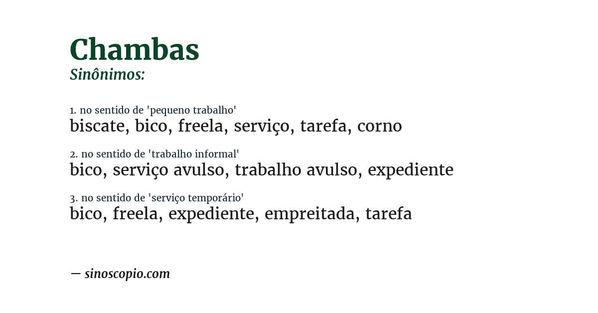Sinônimo de chambas