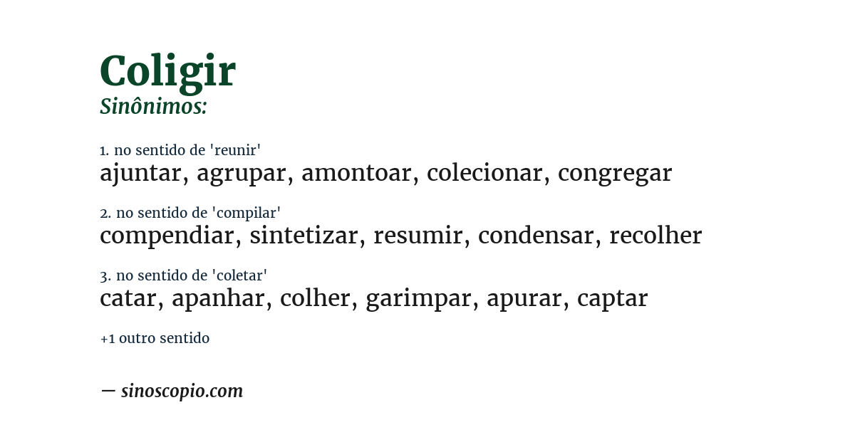 Sinônimo de coligir