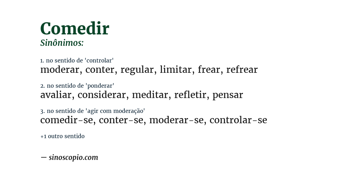 Sinônimo de comedir