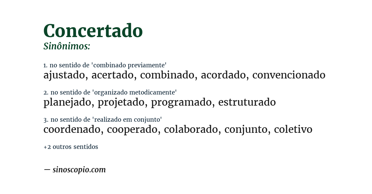 Sinônimo de concertado