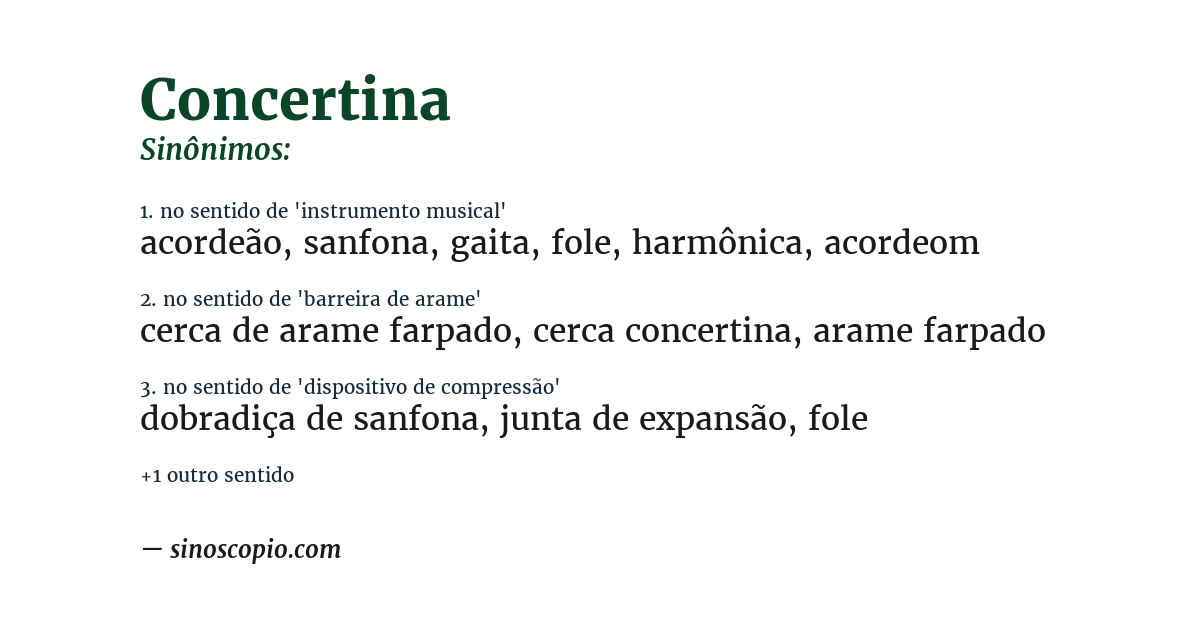 Sinônimo de concertina
