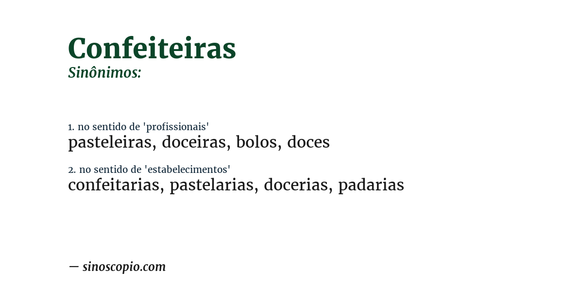 Sinônimo de confeiteiras