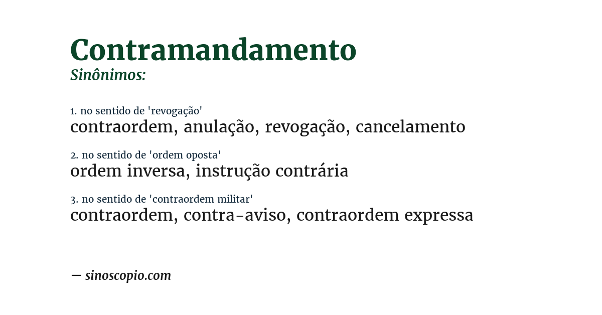 Sinônimo de contramandamento