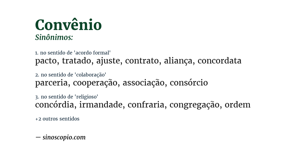 Sinônimo de convênio