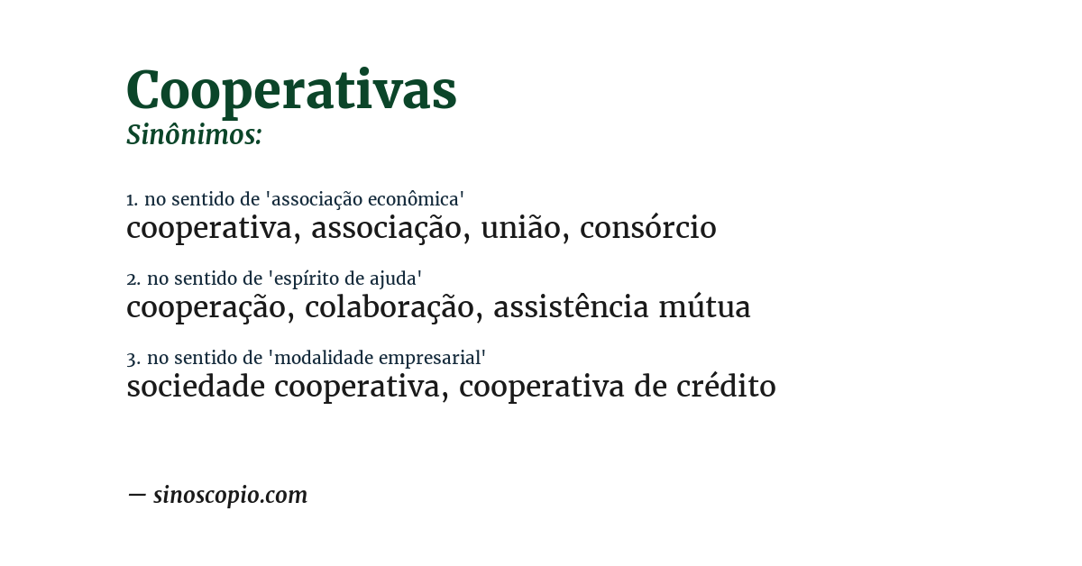 Sinônimo de cooperativas