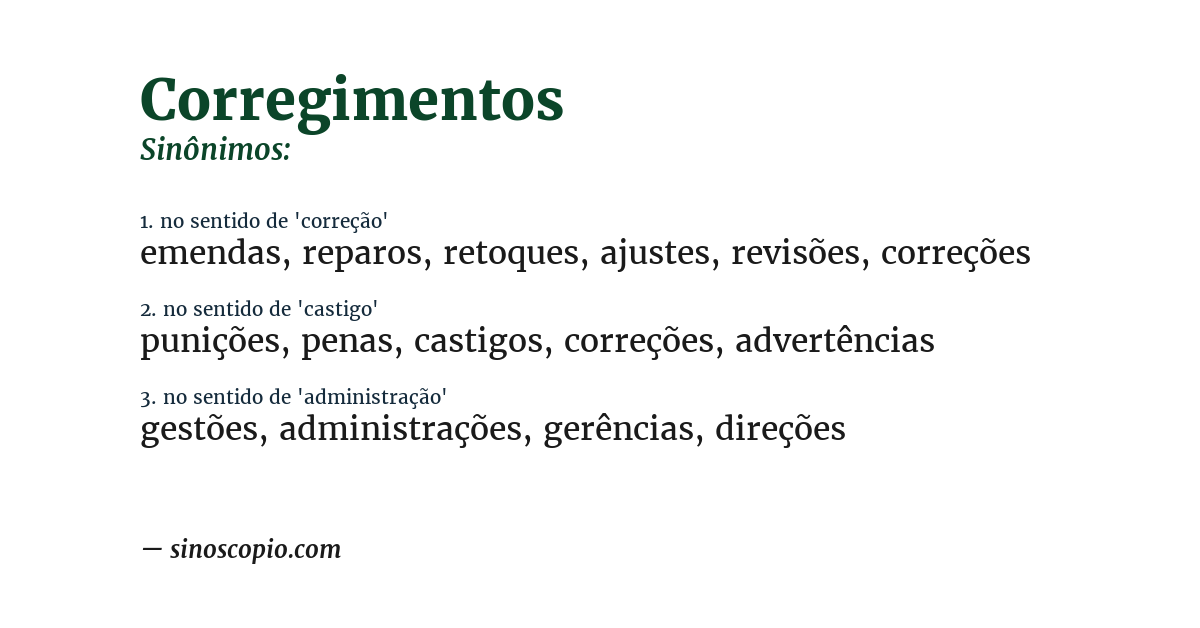 Sinônimo de corregimentos