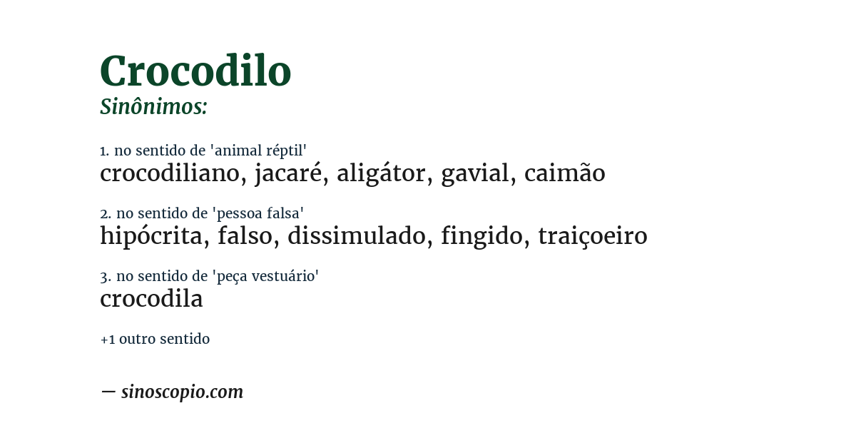 Sinônimo de crocodilo