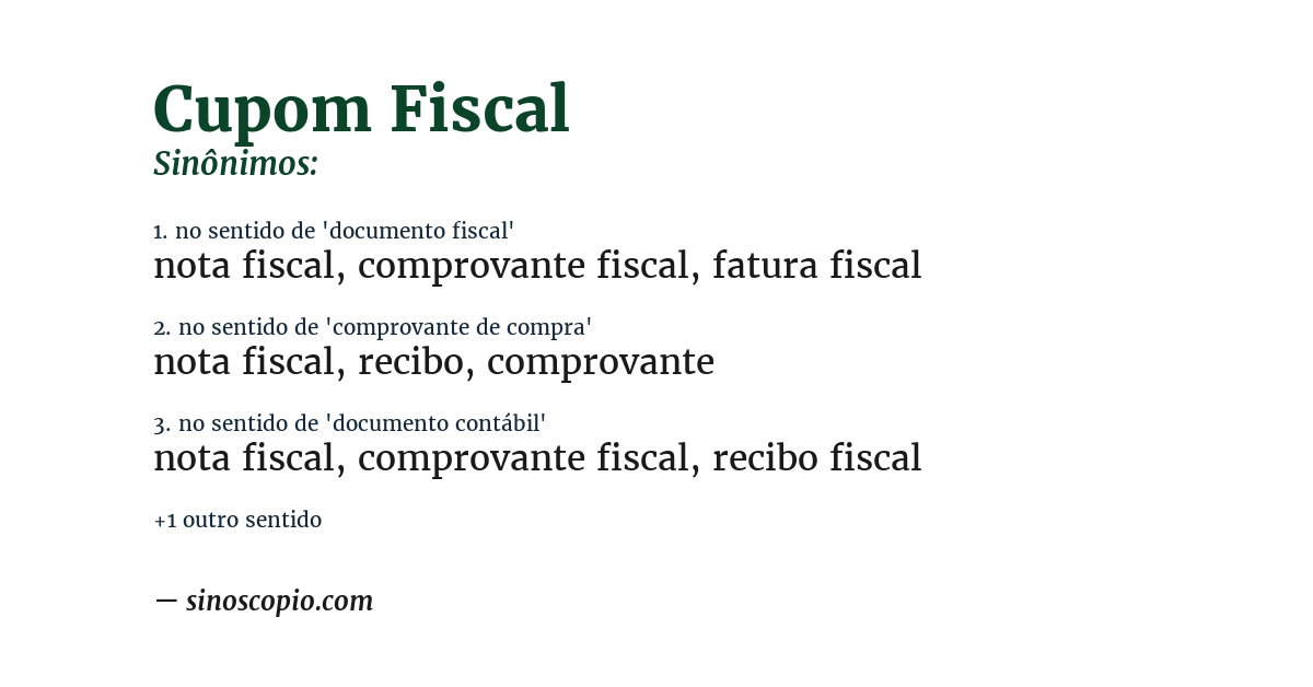 Sinônimo de cupom fiscal
