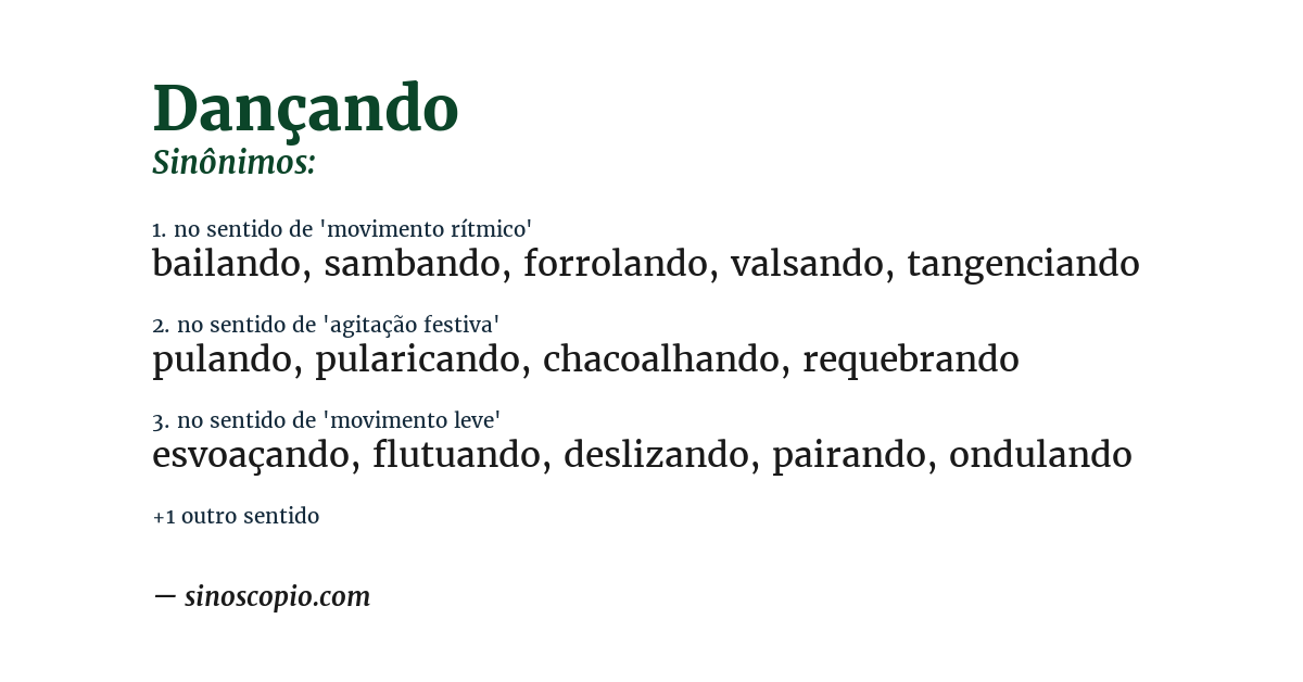Sinônimo de dançando