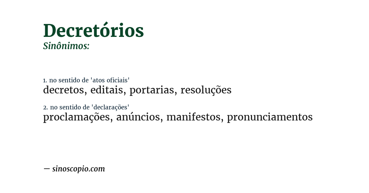 Sinônimo de decretórios