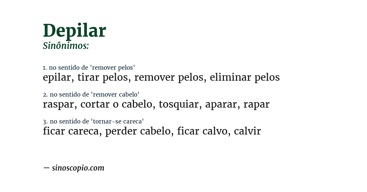 Sinônimo de depilar