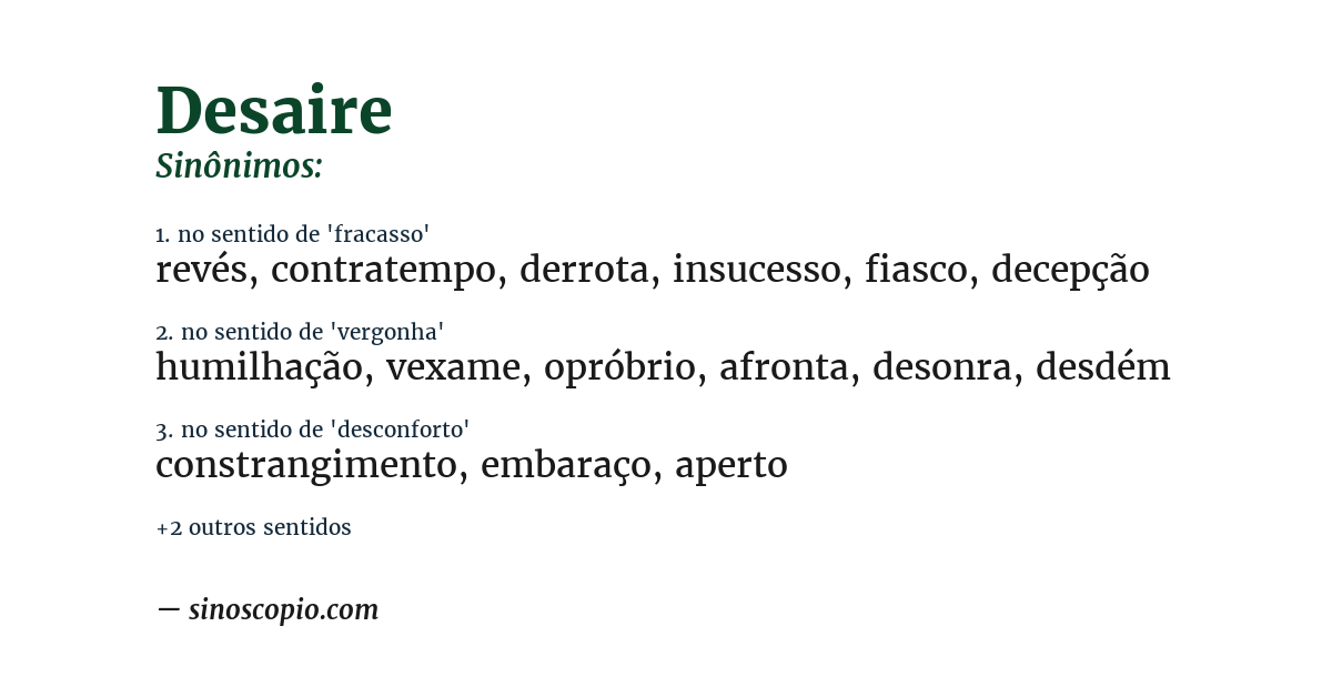 Sinônimo de desaire