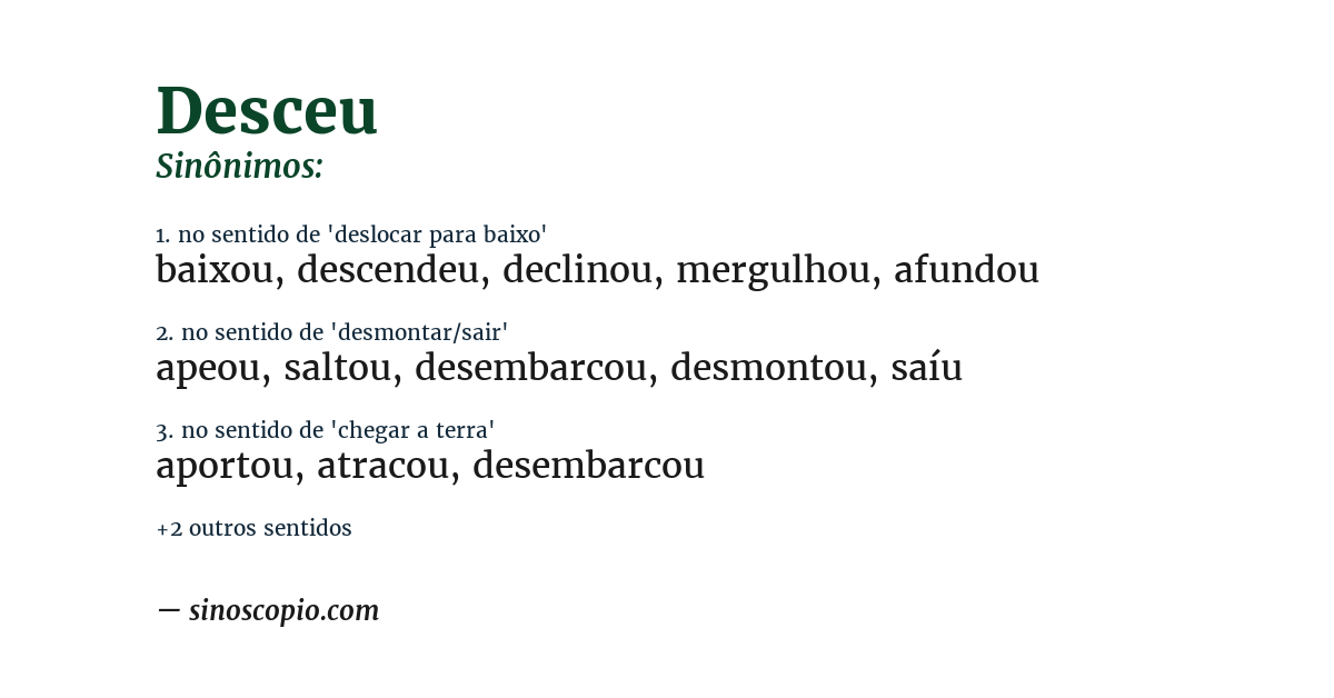 Sinônimo de desceu