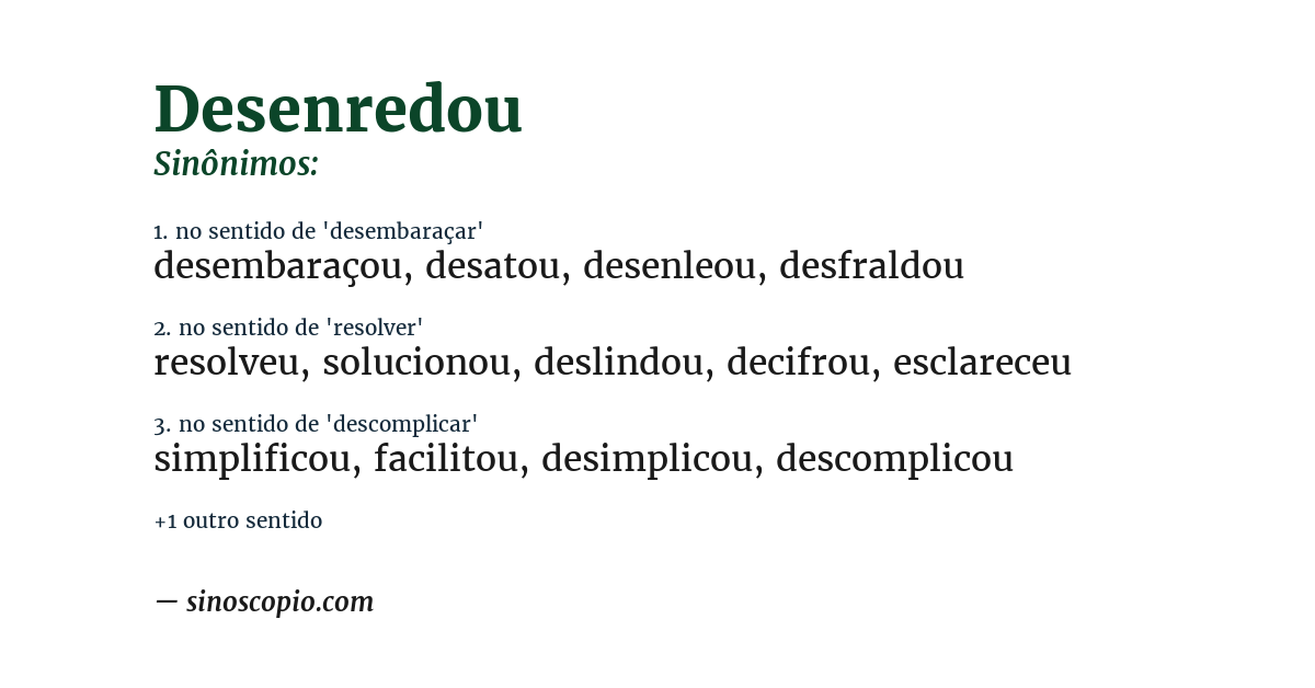 Sinônimo de desenredou