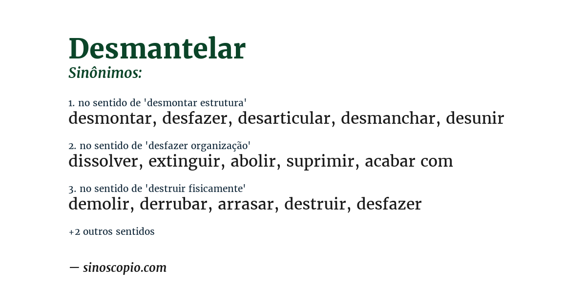 Sinônimo de desmantelar