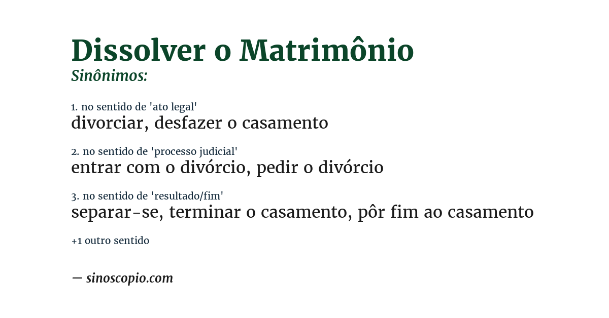 Sinônimo de dissolver o matrimônio