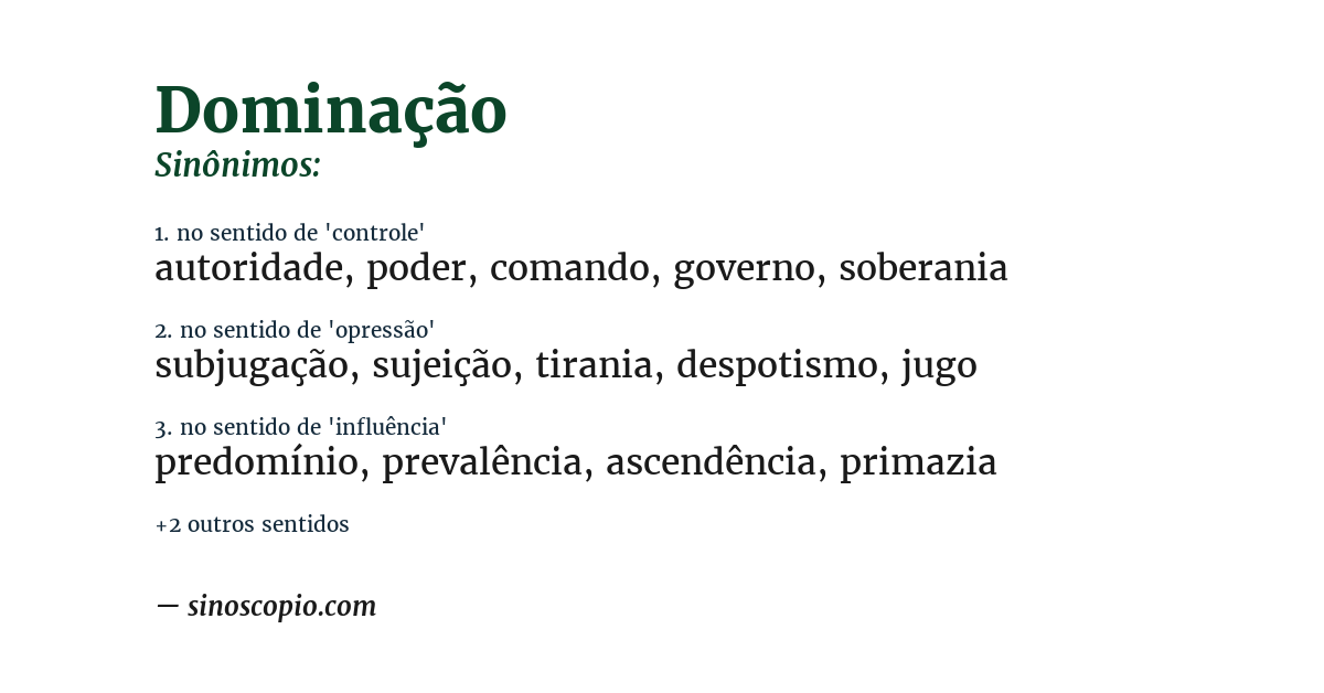 Sinônimo de dominação